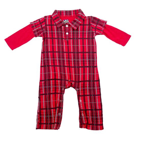 Kickee Pants Christmas Plaid Polo Romper - Picture 1 of 7
